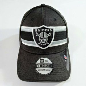 Las Vegas Raiders Hat Cap - Size M / L - New Era 39Thirty - Black - NFL